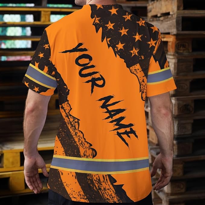 Maddly High Visibility US Flag Collection Safety Workwear Custom Name for Workers, Runners, Truckers, Patriotic