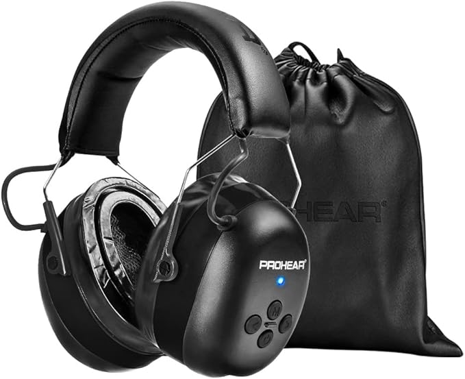 PROHEAR 037 Gel Ear Pads Bluetooth 5.3 Hearing Protection Headphones,1500mAh Rechargeable Battery for 120H Playtime Perfect for Mowing Workshops Snowblowing - Black