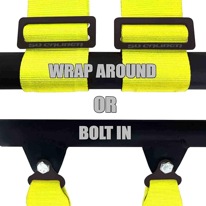 Yellow 4 Point Harness for Bucket Seat, Push Button Release, 10 Color Options, Racing Harness, Race Car, Off Road Vehicle, UTV, RZR (1 Unit) [6048]