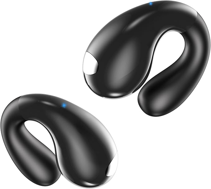 Open Ear Earbuds Wireless Bluetooth 5.3 Earphones, Flexible Clip On Ear buds with 36H Playtime LED Display Bone Conduction Headphones, IPX7 Waterproof Light Weight Fit for Every Ear, Sport, Workout