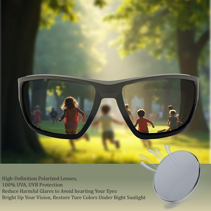 Polarized Riding Sunglasses Foam Padded Wraparound Fit Men Women Motorcycle Driving Running Cycling Fishing