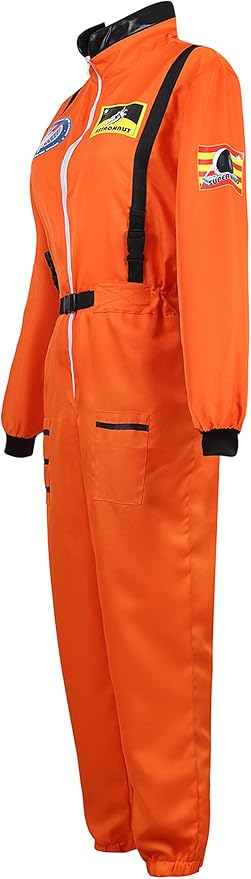 Women's Astronaut Spaceman Costume Adult Coverall Air Force Flight Jumpsuit Halloween Dress Up Party