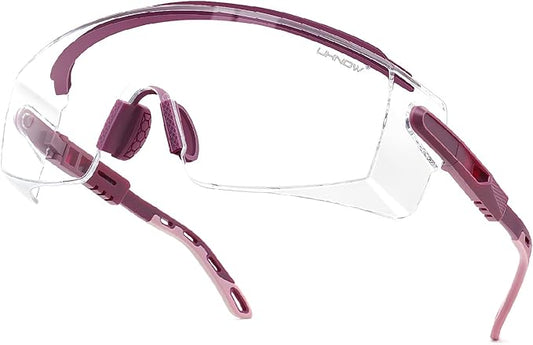 UKNOW Safety Glasses Over Eyeglasses, Anti Fog Safety Goggles ANSI Z87.1, Adjustable Protective Eyewear
