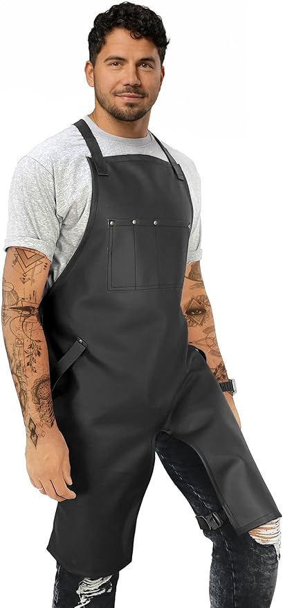 Under NY Sky Tattoo Apron - Vegan Leather, Wipeable - Split-Leg, Cross-back Straps - For tattoo artist, Tattooist, Studio, Barber