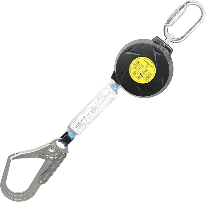 6FT Self Retracting Lifeline Fall Protection Retractable Safety Lanyard Rectracting Lifeline Personal Fall Arrest Protection ANSI Self Retractable Gear for Roofing Construction(Big Hook)