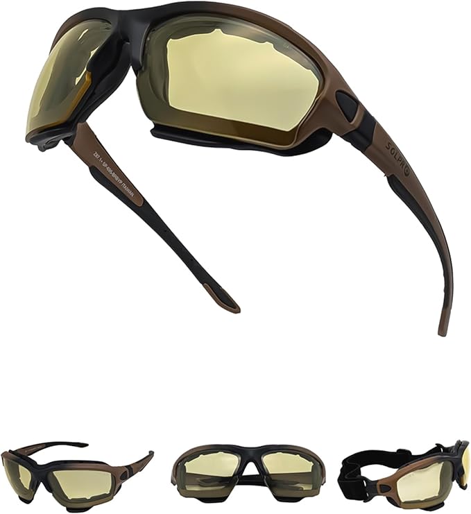 Powersports Glasses Safety Motorcycle Goggle, Anti-fog, Wrap around, Windproof, Hunting, Riding, Mowing,Men and Women