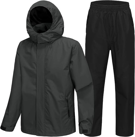 SWISSWELL Mens Women Rain Suit Rain Jacket and Pants Waterproof Lightweight Windbreaker with Detachable Hood for Golf Fishing