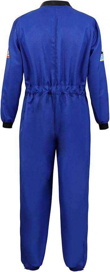 Men's Adult Astronaut Spaceman Costume Coverall Pilot Air Force Flight Jumpsuit Dress Up Party