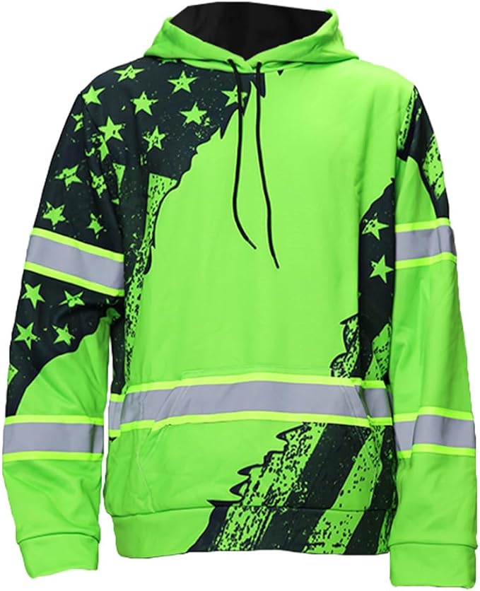 Maddly High Visibility US Flag Collection Safety Workwear Custom Name for Workers, Runners, Truckers, Patriotic
