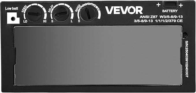 VEVOR Auto Darkening Welding Lens 4.25" x 2", Shade 5-13 Adjustable True Color Welding Lens with Dual Arc Sensors & Gold Coating, Compatible with Most Welding Helmets for TIG, MIG, MMA Applications
