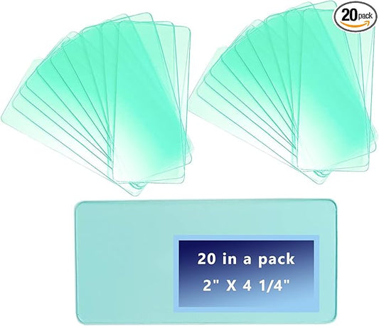 20Pcs Premium Clear Helmets Welding Lens Covers 2" X 4 1/4" Universal Replacement Clear Lens For Welding Hood 0.04" Thick Optical Grade Plastic Fits Most Standard Auto Darkening Helmets