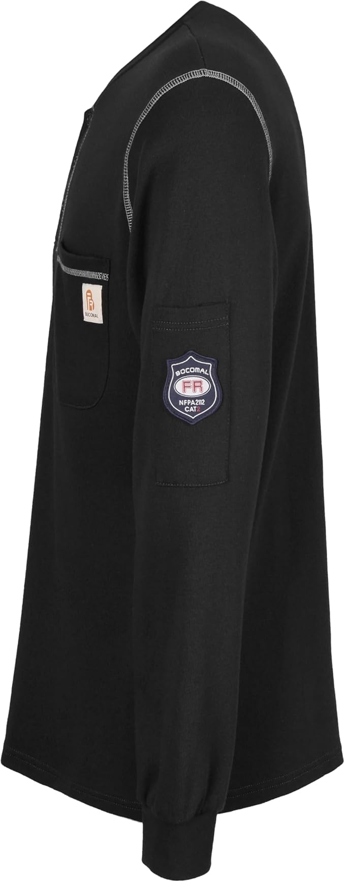 BOCOMAL FR Shirts Flame Resistant Henley Shirt NFPA2112/CAT2 7oz Men's Long Sleeve Fire Retardant Clothing