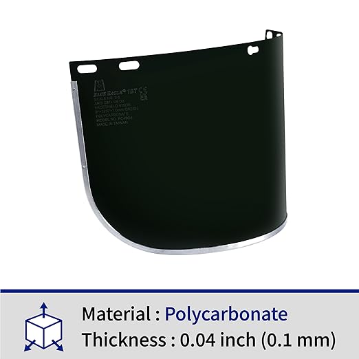 Blue Eagle Faceshield Replacement UV Visors (FC48G5) | Dark Green | UV Filter Level U6 (ANSI), 2-5(EN) | Polycarbonate | 3 PCS