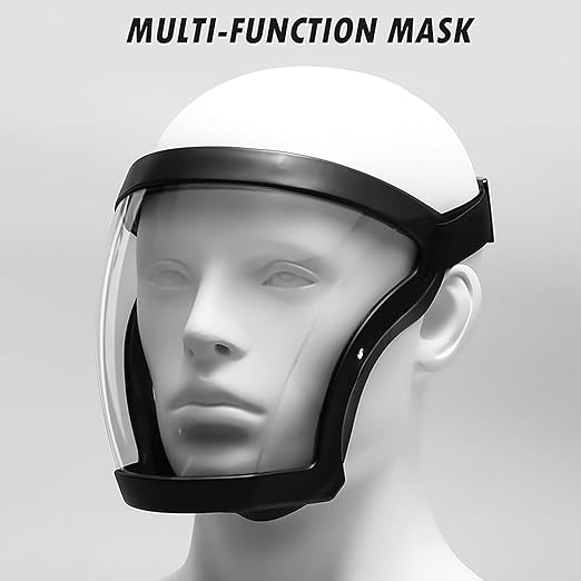 Anti-Fog Full Face Active shields Protection Visible Expression Transparent Breathable Comfortable Adults Reusable (Blue&Grey, 2PCS) (JZY-0010)