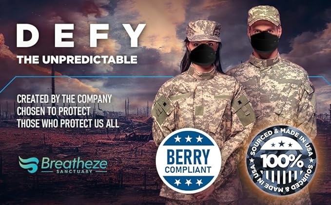 Breatheze KN95 Face Masks Made In USA FDA Registered - Disposable KN95 Mask - 3D Style