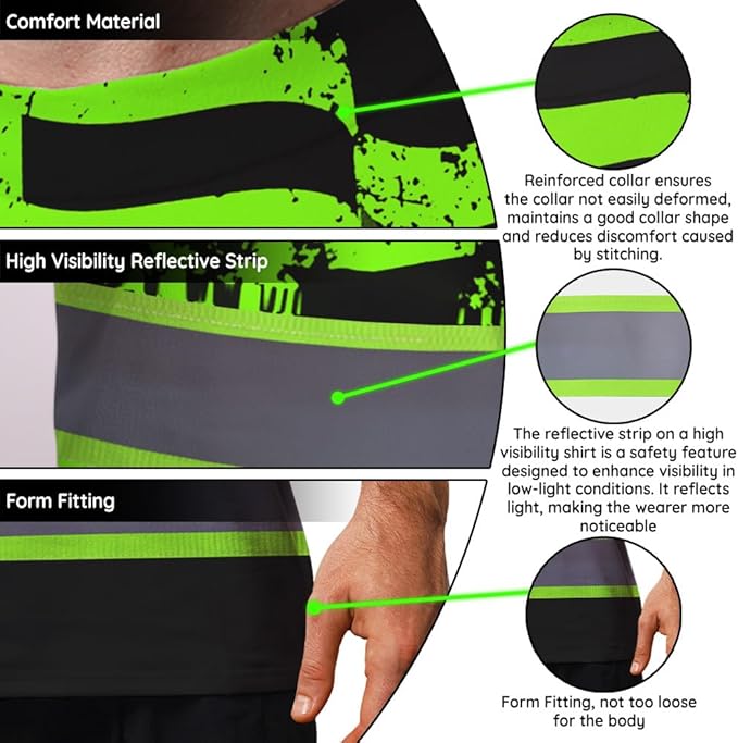 Maddly High Visibility US Flag Collection Safety Workwear Custom Name for Workers, Runners, Truckers, Patriotic