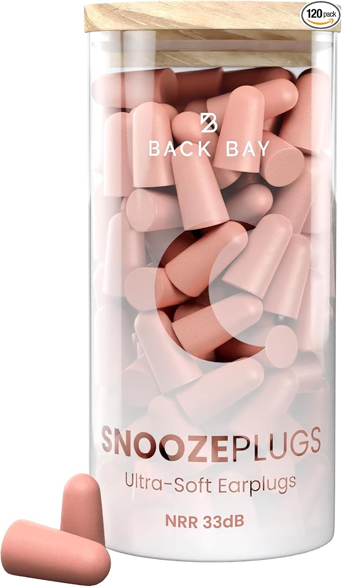 SnoozePlugs Ultra Soft Foam Earplugs for Sleeping, 60 Pairs Comfortable Foam Ear Plugs for Side Sleepers- 33db NRR Nightime Earplugs for Snore Blocking, Noise Canceling Sleep Noise Reduction