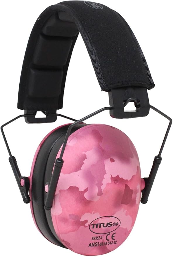 TITUS 2-Series Premium Low Profile Earmuffs, ANSI Rated, High NRR Noise Reduction, Durable Sport Band, Hearing Protection PPE