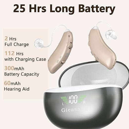 Hearing Aids, Latest 16-Channel Digital Hearing Aids for Seniors with Noise Cancelling and Volume Control, Rechargeable Hearing Aids for Hearing Loss with Charging Case1