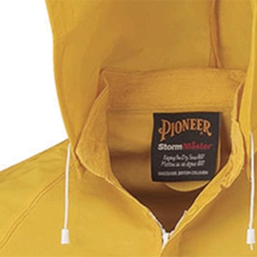 Pioneer Waterproof PVC Work Suit for Men – Repel Rain Gear Yellow Safety Jacket and Bib Pants - 3 PC Set With Detachable Hood - Medium
