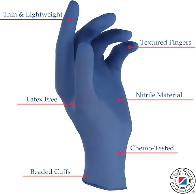 Criterion N200 Nitrile Exam Gloves, Latex-Free, Textured, Blue, Disposable, Ambidextrous, 200/Box