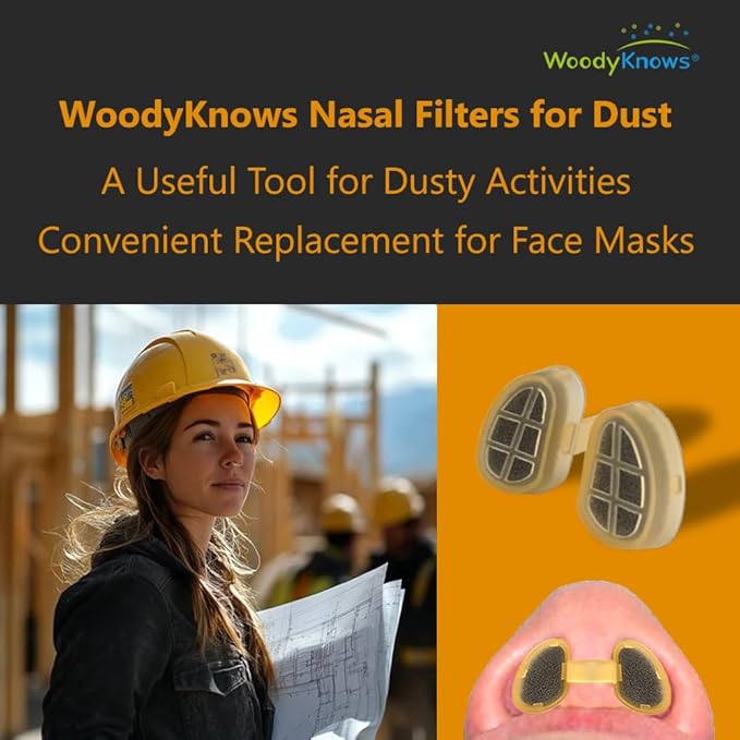 WoodyKnows Nasal Filters for Dusty Activities, Useful Tool for Doing Industrial Work, Tanning, Grooming, and Housekeeping (Medium, 4 Filters+48 Replacements)