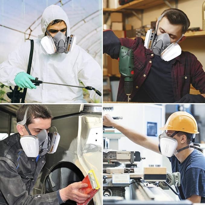 Reusable Face Cover Set for Painting,Gas, Dust, Machine Polishing, Organic Vapors with Filter Cotton for Staining,Car Spraying,Sanding &Cutting, DIY and Other Work Protection