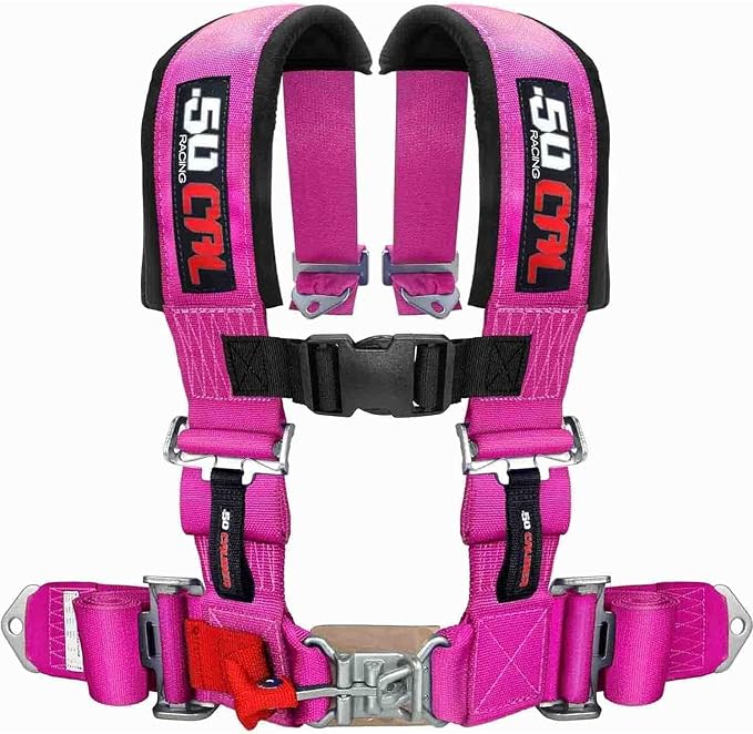 4 Point 2" Racing Harness for Bucket Seats, Quick Release Safety Belt for UTV/RZR, Adjustable Seatbelt with Mounting Hardware, Choose from 9 Colors, Secure Fit for Off-Road Vehicles, Pink, (6008A2)