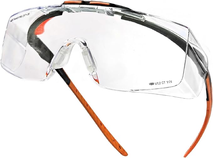 HUNTERSKY ANSI Z87 Anti Fog Lab Safety Glasses Fit Over Eyeglasses Up to 1.88 inch 100% UV Protective Goggles