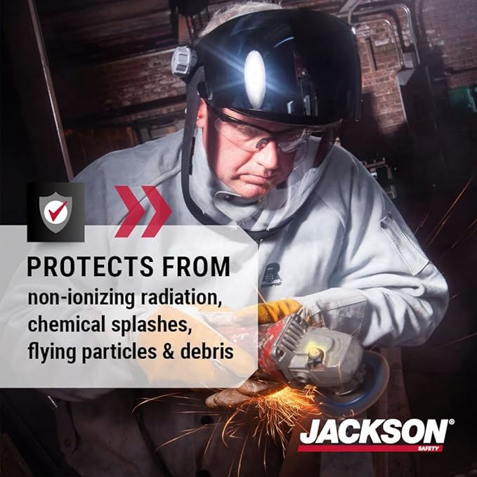 Jackson Safety QUAD 500 Face Shield - Anti-Fog Window with Chin Guard - ANSI Z87.1 & OSHA - (Multiple Styles & Headgears)