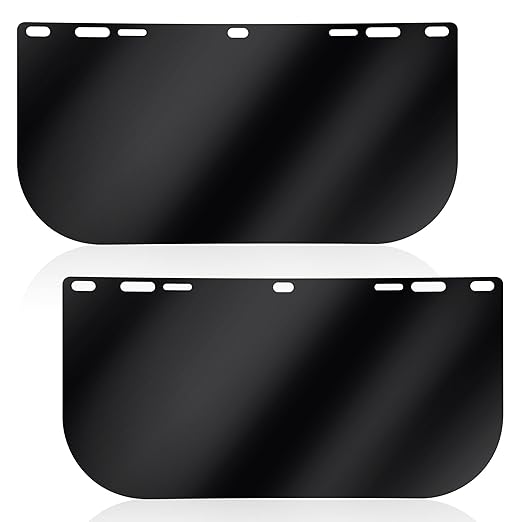 Feekoon 2 Pack Face Shield Replacement Lens, 15.5'' x 8'' Tinted Full Face Shield Compatible with Hobart 770580, Protective Safety Visor Replacement for Welding, Grinding, DIY, Cosplay Helmet
