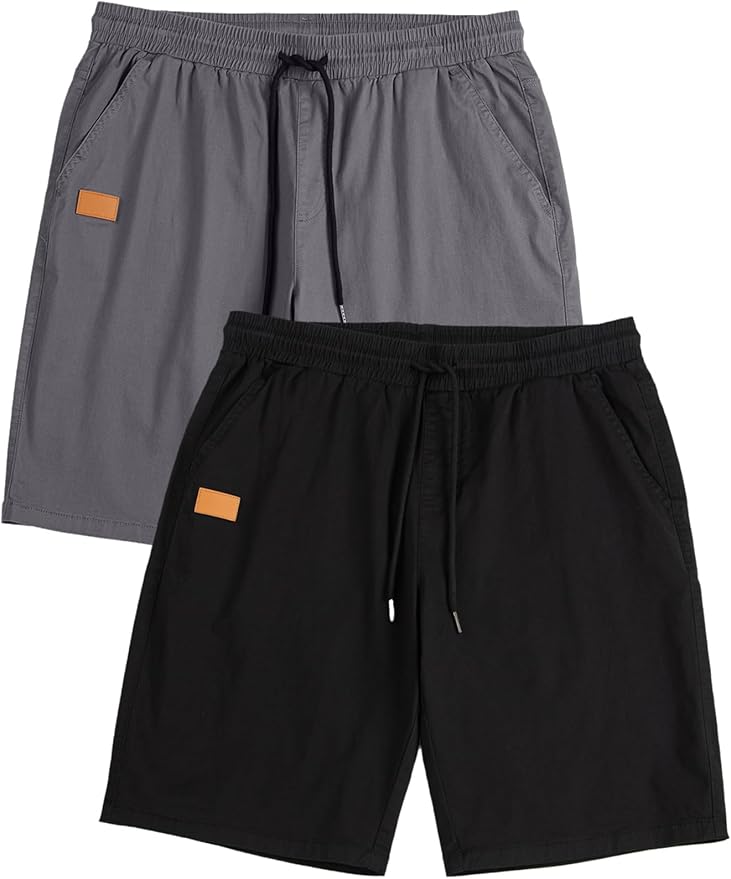 JMIERR Mens Casual Shorts - Cotton Drawstring Summer Beach Stretch Twill Chino Golf Shorts