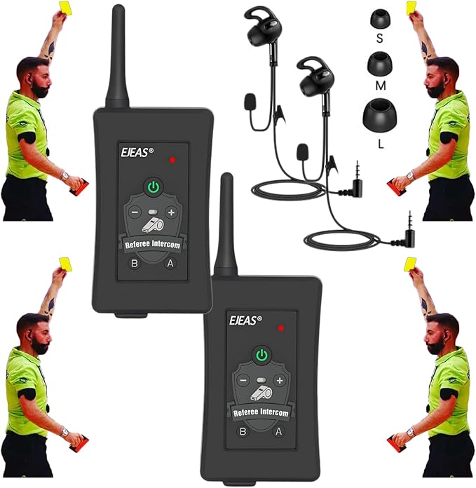Referee Communication System, Professional FBIM Referee Headsets with Earphone for Soccer Volleyball Ofiicial Football Handball (2 Pack)