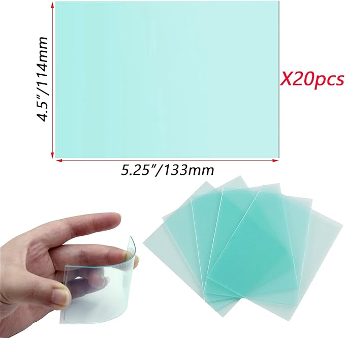 20 Pcs Welding Protective Lens Replacement Lens，4.5" x 5.25" x 0.04" Outside Replacement Helmet Clear Lens Covers for Solar Auto Darkening Welding Helmet Hood