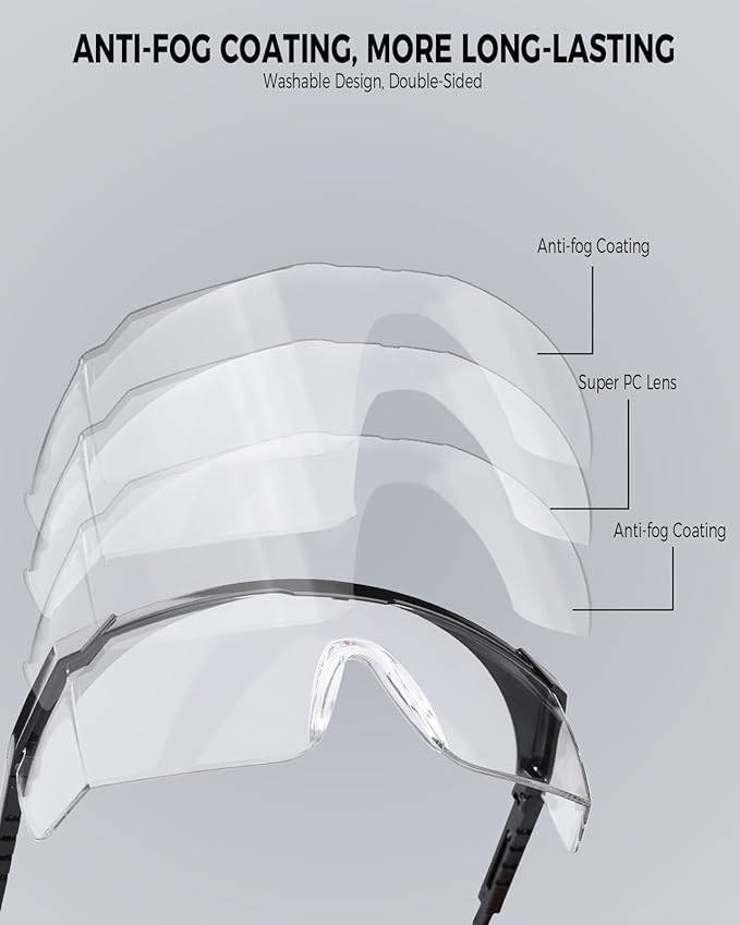 8 Pack Safety Glasses Clear Safety Goggles Eye Protection,Anti-Fog Lightweight Protective Glasses Eyewear Wide-Vision for Lab
