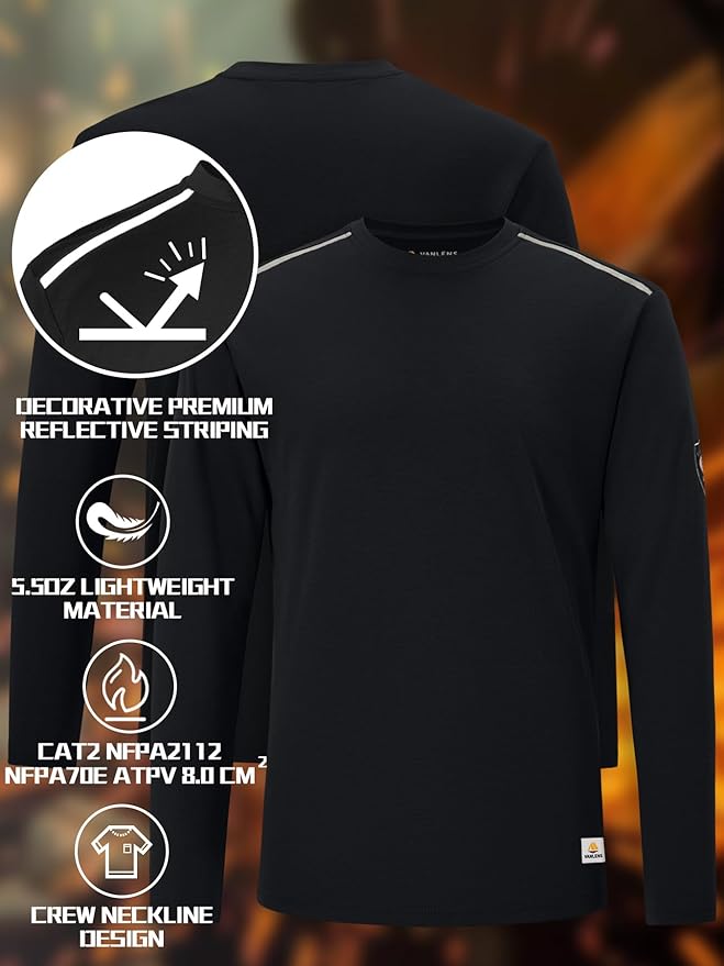 Men's Green Large Regular Fit 5.5oz 100% Cotton Long Sleeve FR Shirt for Work & Outdoor Activities