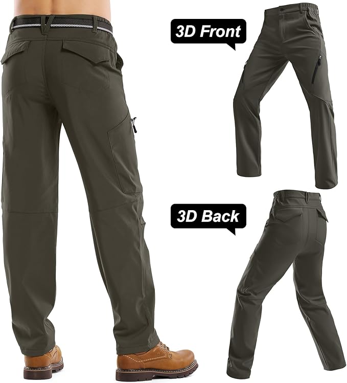 Jessie Kidden Mens Waterproof Hiking Pants, Outdoor Snow Ski Fishing Fleece Lined Insulated Soft Shell Winter Pants
