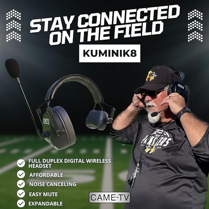 Came-TV Kuminik8 1.9GHz Wireless Intercom Headset System Noise Cancellation Zero Latency Full Duplex 5 Person Team Communication with Hardcase for Church Boating TV Film Production Drone