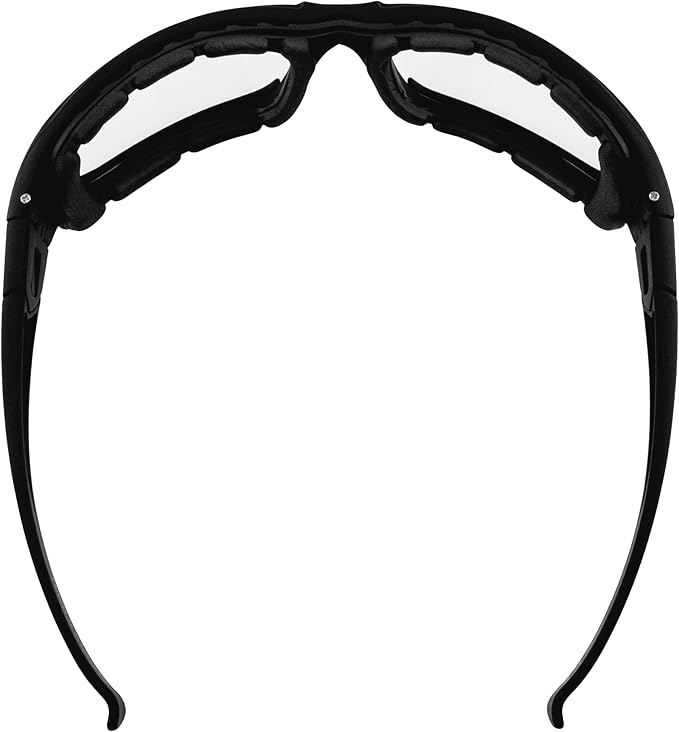 Global Vision Assault 24 Motorcycle Sunglasses Safety Glasses ANSI Z87.1 Convertible to Goggles Foam-Padded Black Frame w/Photochromic Lenses (Clear to Smoke)