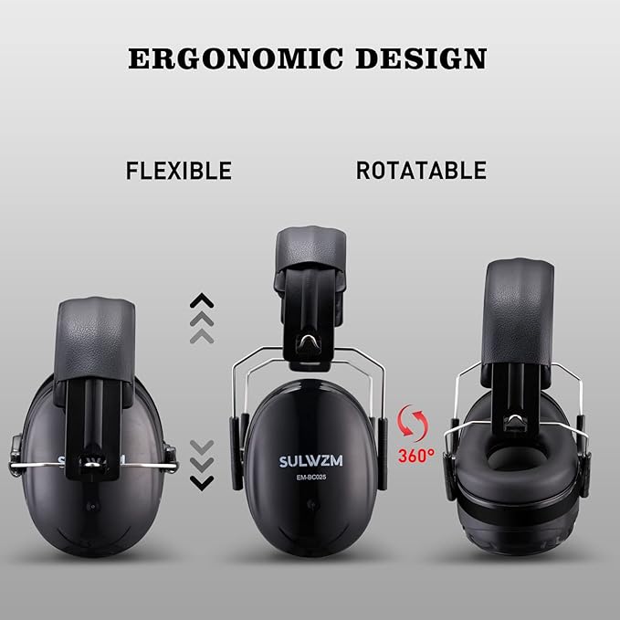 Hearing Protection Ear Muffs,NRR 28db Noise Cancelling for Shooting, Mowing, Construction,Black