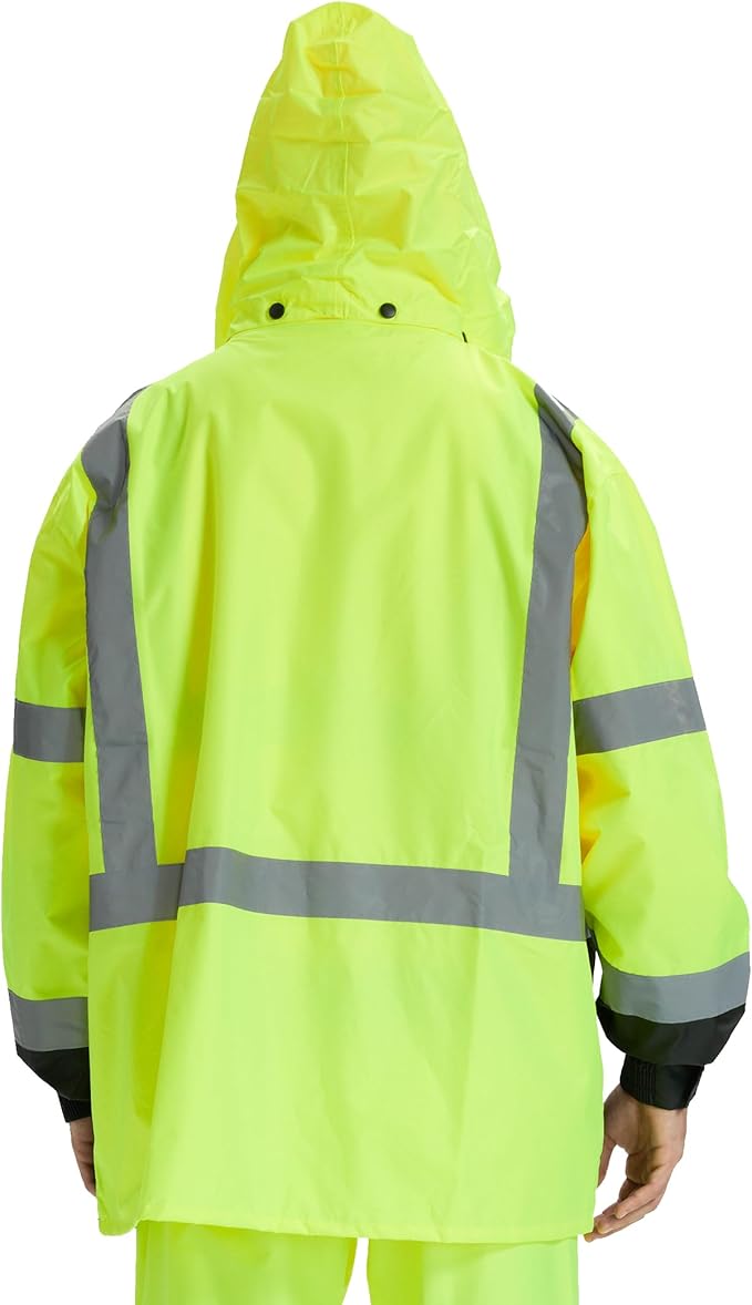 SRsafety High Visibility Rain Gear, Class 3 High Visibility Work Rain Gear for Men, Construction Rain Suits