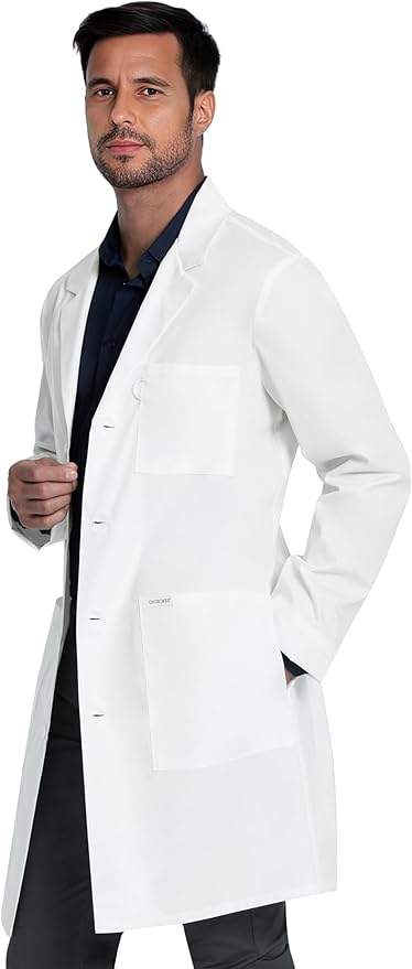 Cherokee White Lab Coat for Men or Women with 3 Pockets and Center back length 38" CK460