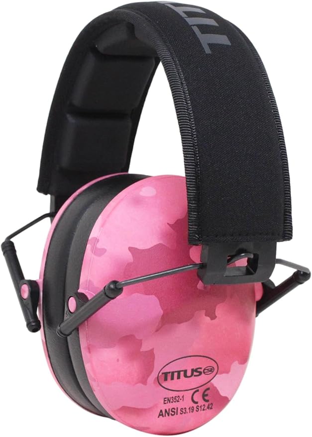 TITUS 2-Series Premium Low Profile Earmuffs, ANSI Rated, High NRR Noise Reduction, Durable Sport Band, Hearing Protection PPE