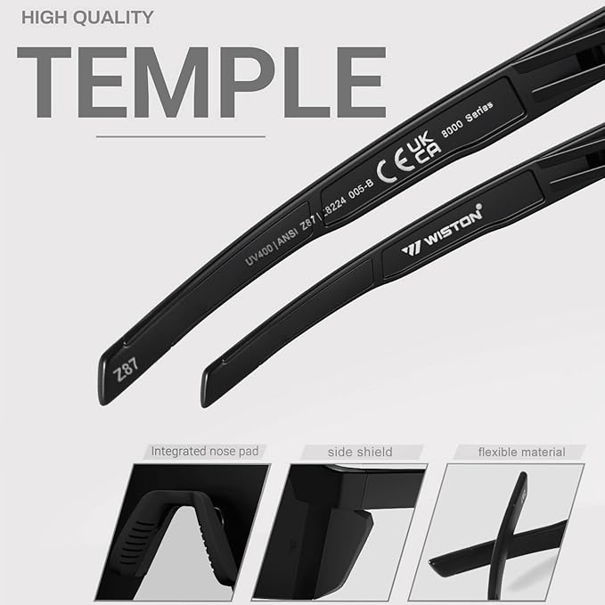 WISTON XL Z87 Sunglasses for Big Wide Heads Men Women,TR90 Ultralight UV400 Protection Sun Glasses Z8224