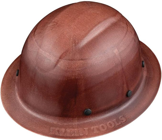 Klein Tools 60452 Hard Hat, Full Brim, Class G KONSTRUCT Series Hard Hat, Sweat-Wicking Sweatband, Top Pad, Brown
