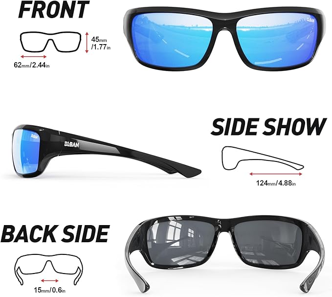 Polarized Sports Sunglasses for Men Women, Ideal for Fishing Running Driving Wrap Around Sunglasses, UV400 Protection