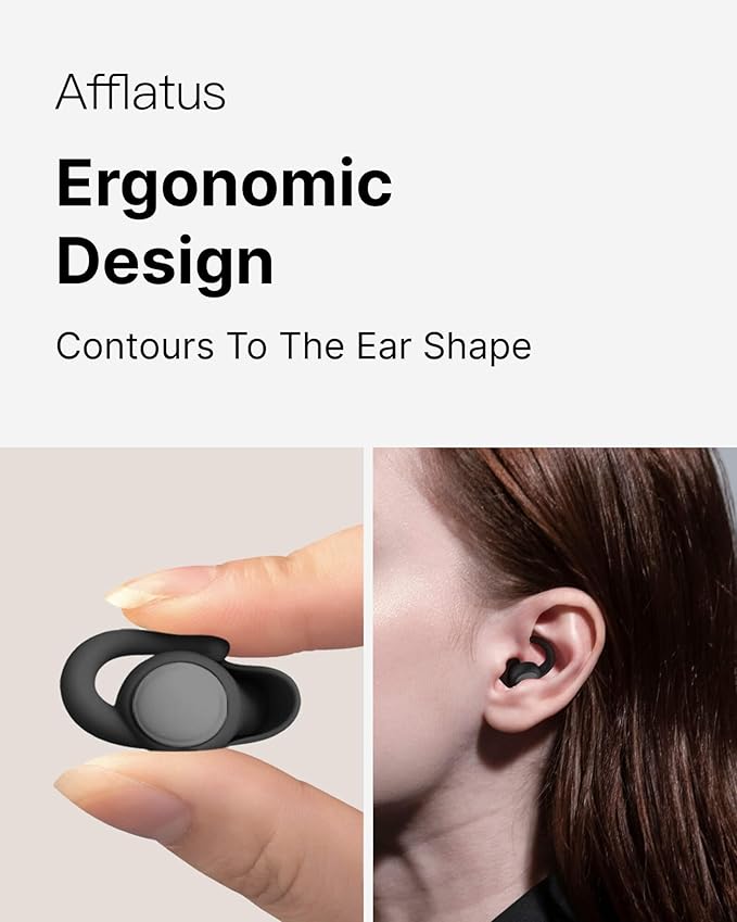 Afflatus Ear Plugs for Sleeping Noise Cancelling, 2 Pairs (S+L) Comfortable Reusable Noise Reduction Ear Plugs, Earplugs for Sleep, Snoring Light Grey
