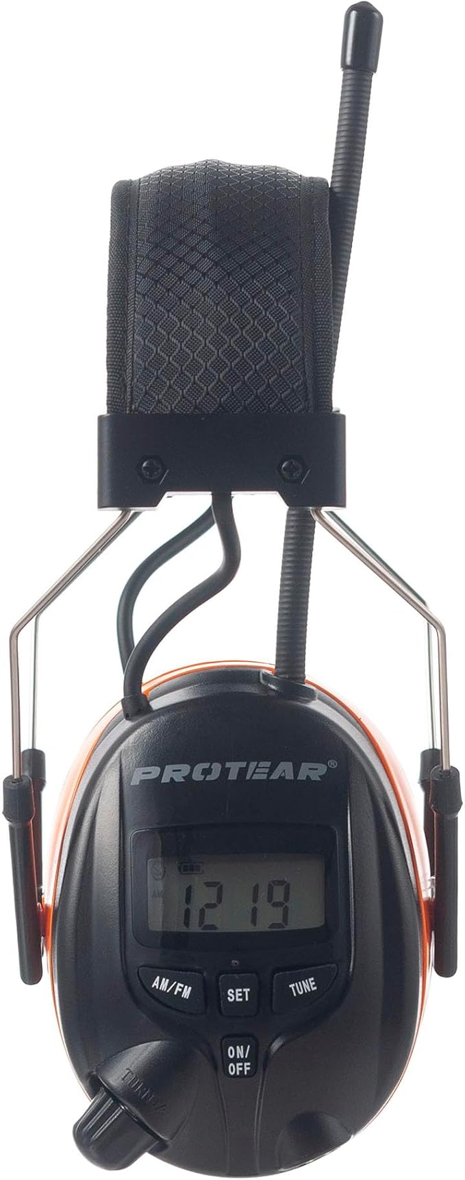 Digital AM/FM Radio Headphones 25dB NRR,Noise Reduction Safety Earmuffs,Headset Powered by AA Battery,Hearing Protection for Mowing Lawn Working Walkman(Orange)