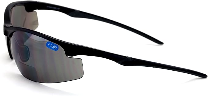 V.W.E. Bifocal High Performance Protective Safety Glasses Light Mirror Tint Bifocal - Sun Reader - Sunglasses Ansi Z87.1 (Black, 0.0)
