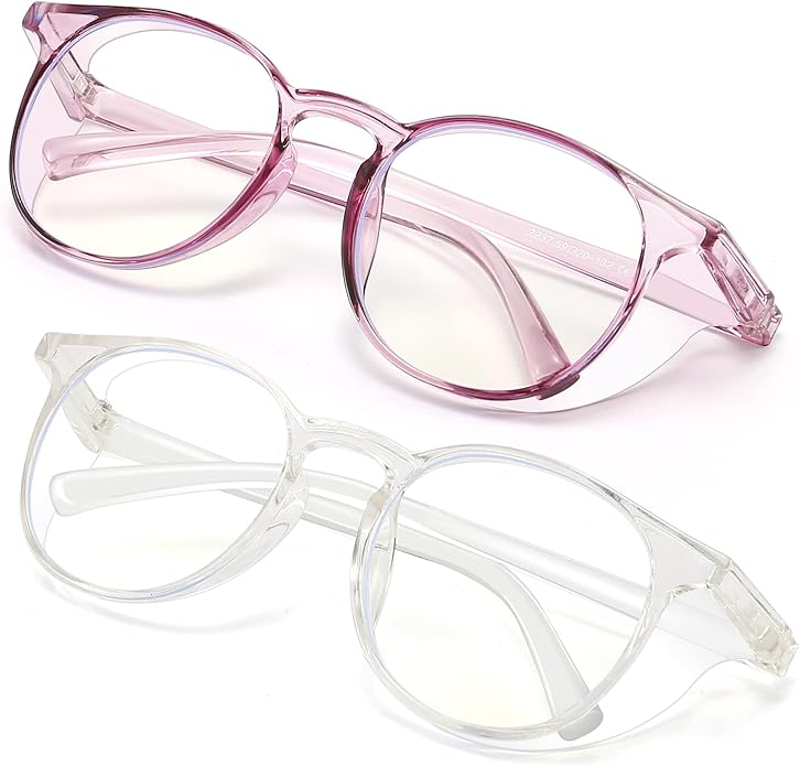 Outray 2 Pairs Anti Fog Safety Goggles Protective Glasses Blue Light Blocking Eyeglasses for Men Women